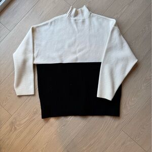 Zara Black and Cream Turtleneck Sweater